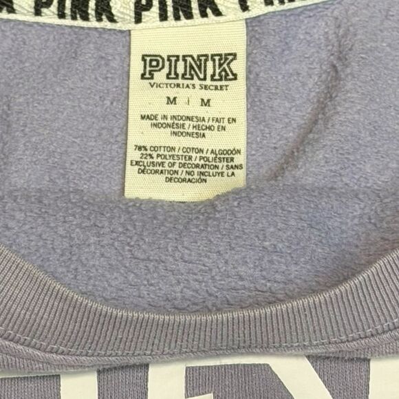 PINK VICTORIA’S SECRET Women’s Lavender Long Sleeve Crewneck Sweatshirt Size Med - Picture 3 of 4